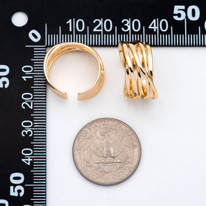 4pcs Gold Plated Chunky Twist Ring- Adjustable Wide Band, Minimalist Finger Ring (#GB-2895)