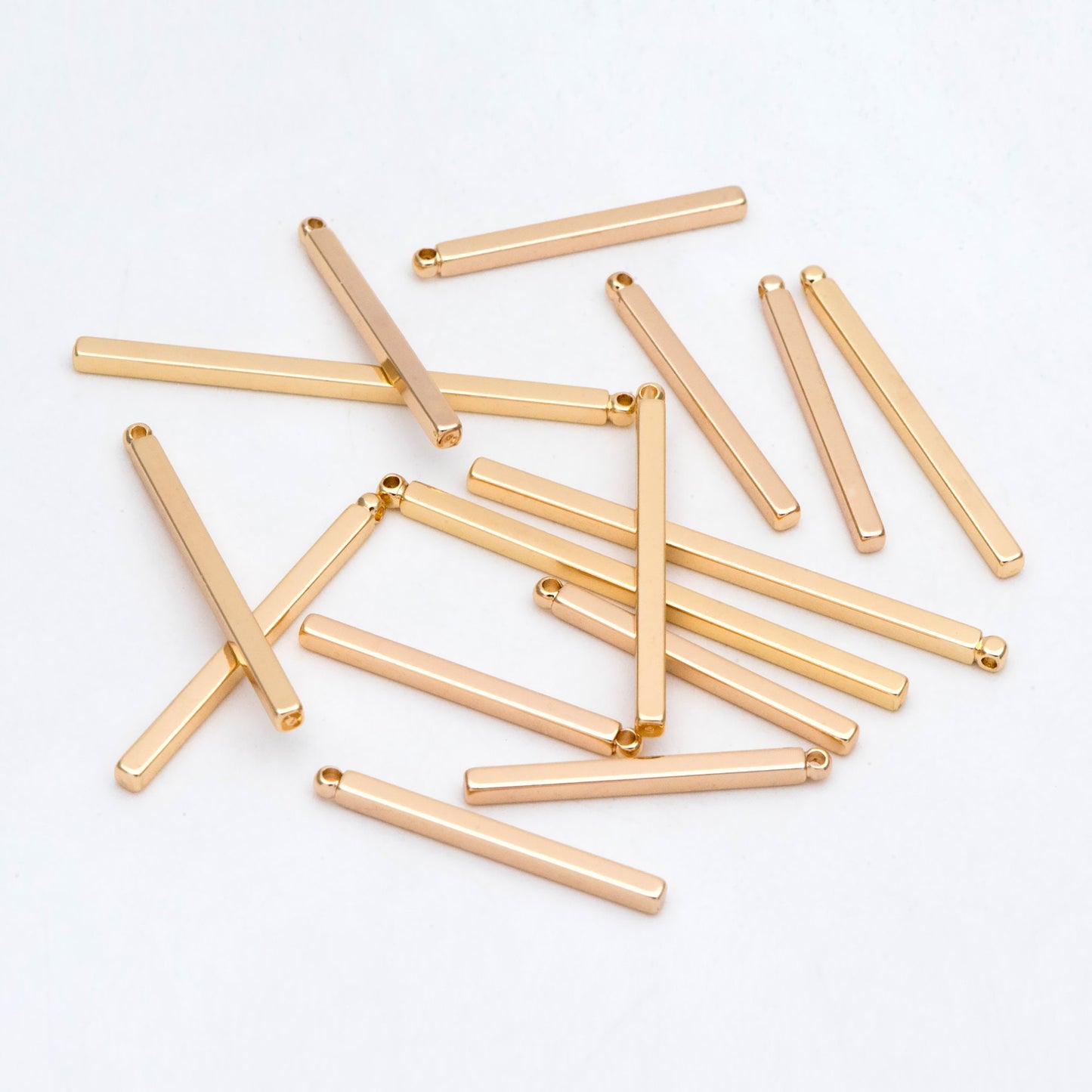 10pcs Gold/ Silver Long Bar Charms, Square bar, Real Gold/ Rhodium plated Brass, Multi Size 25/ 30/ 40mm by 2mm Thick (GB-2865)