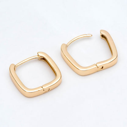 10pcs Gold/ Silver Square Huggie Earrings 15mm, 18K gold/ rhodium plated Brass, Minimalist Hoop Earring Components (GB-2870)