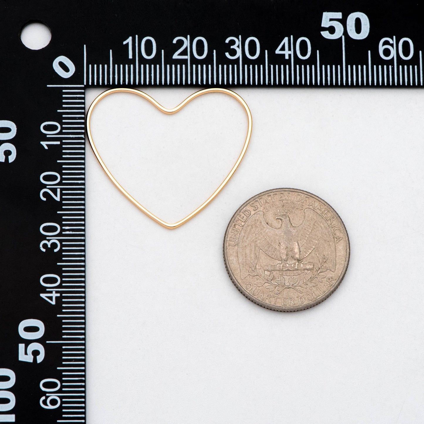 10pcs Gold Heart Link Charms, 18K Gold plated Brass, Heart Hoop Pendants 28x32mm (GB-2931)