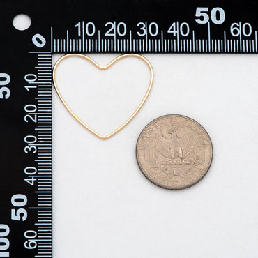 10pcs Gold Heart Link Charms, 18K Gold plated Brass, Heart Hoop Pendants 28x32mm (GB-2931)