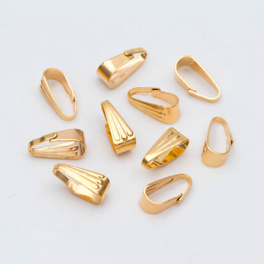 20pcs Gold Snap Bail, Gold Plated Bail, Gold Locket Bail, Bulk Gold Bail, Pendant Bails, Metal Bails (GB-2888)