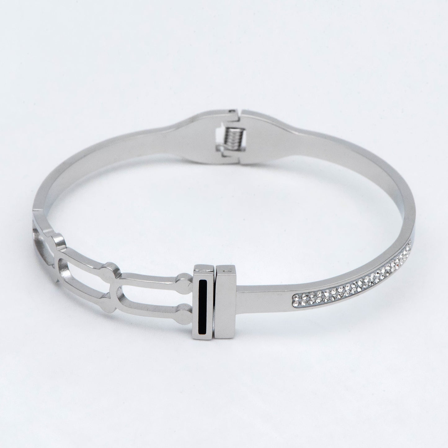 1pcs CZ Pave Simple Bangle Bracelet, 316 Stainless Steel Bracelet (GB-2860)