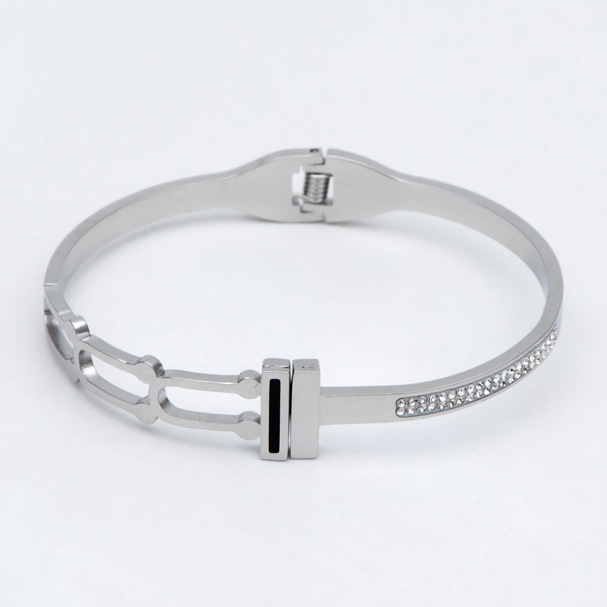 1pcs CZ Pave Simple Bangle Bracelet, 316 Stainless Steel Bracelet (GB-2860)