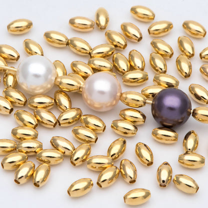 20pcs Gold/ Silver Oval Tube Spacer Beads, Rice Shape Beads, Spacer Beads, Bulk Beads, Jewelry Making Supplies Wholesale (GB-2833)