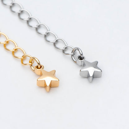 10pcs Lobster Claw Clasps with Star Extender Chain 70mm, Gold/ Rhodium plated Brass, 3mm Wide Extension Chain (GB-100-C)