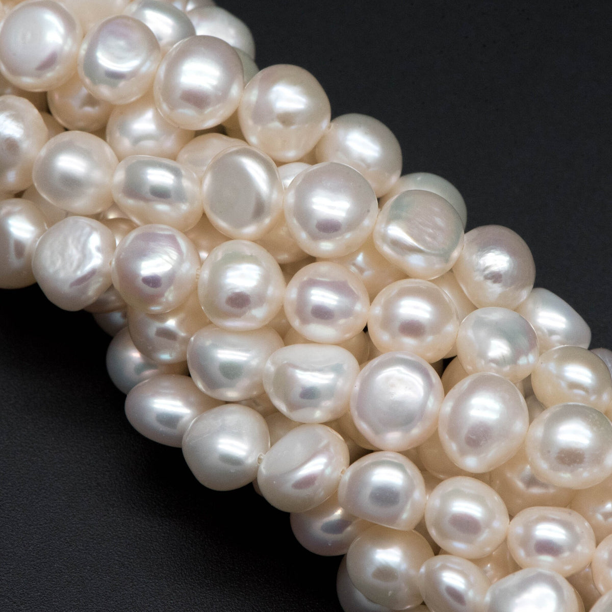 Freshwater Button Pearls 6-6.5mm, White Nugget Pearls, Natural Baroque Potato Pearls (PL17-7)/ 14" full strand