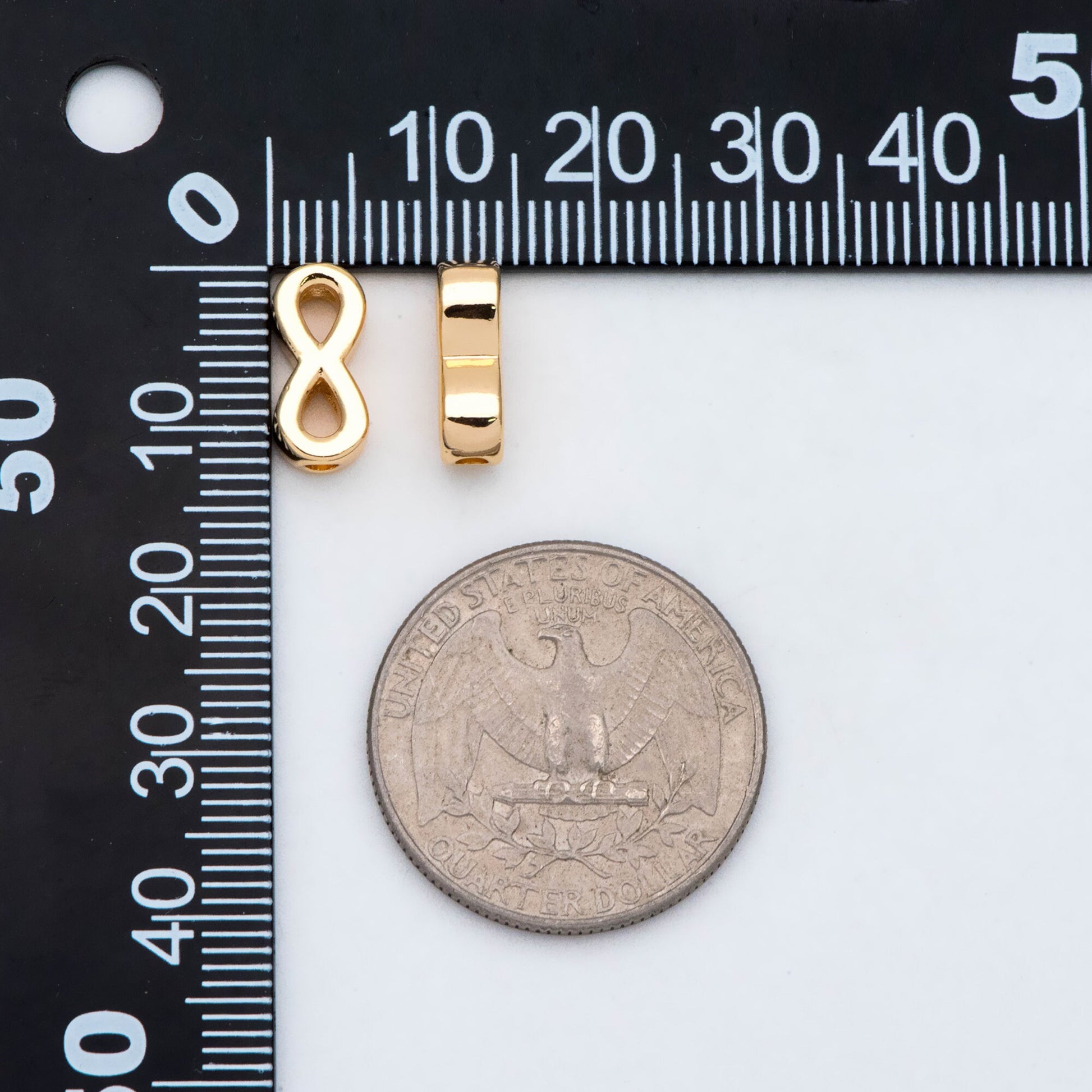 10pcs Gold Infinity Beads, 13x6mm, 18K Gold plated Brass, Infinity Spacer Beads (GB-2932)
