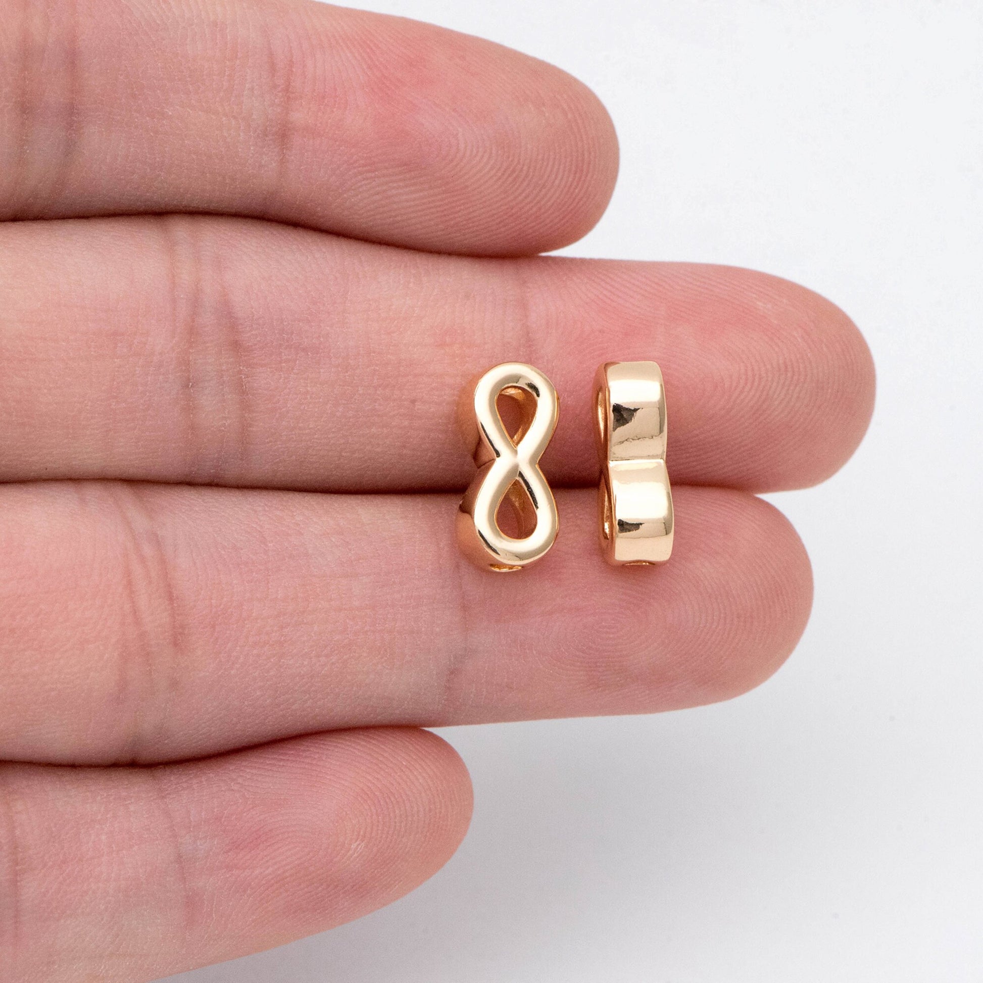 10pcs Gold Infinity Beads, 13x6mm, 18K Gold plated Brass, Infinity Spacer Beads (GB-2932)