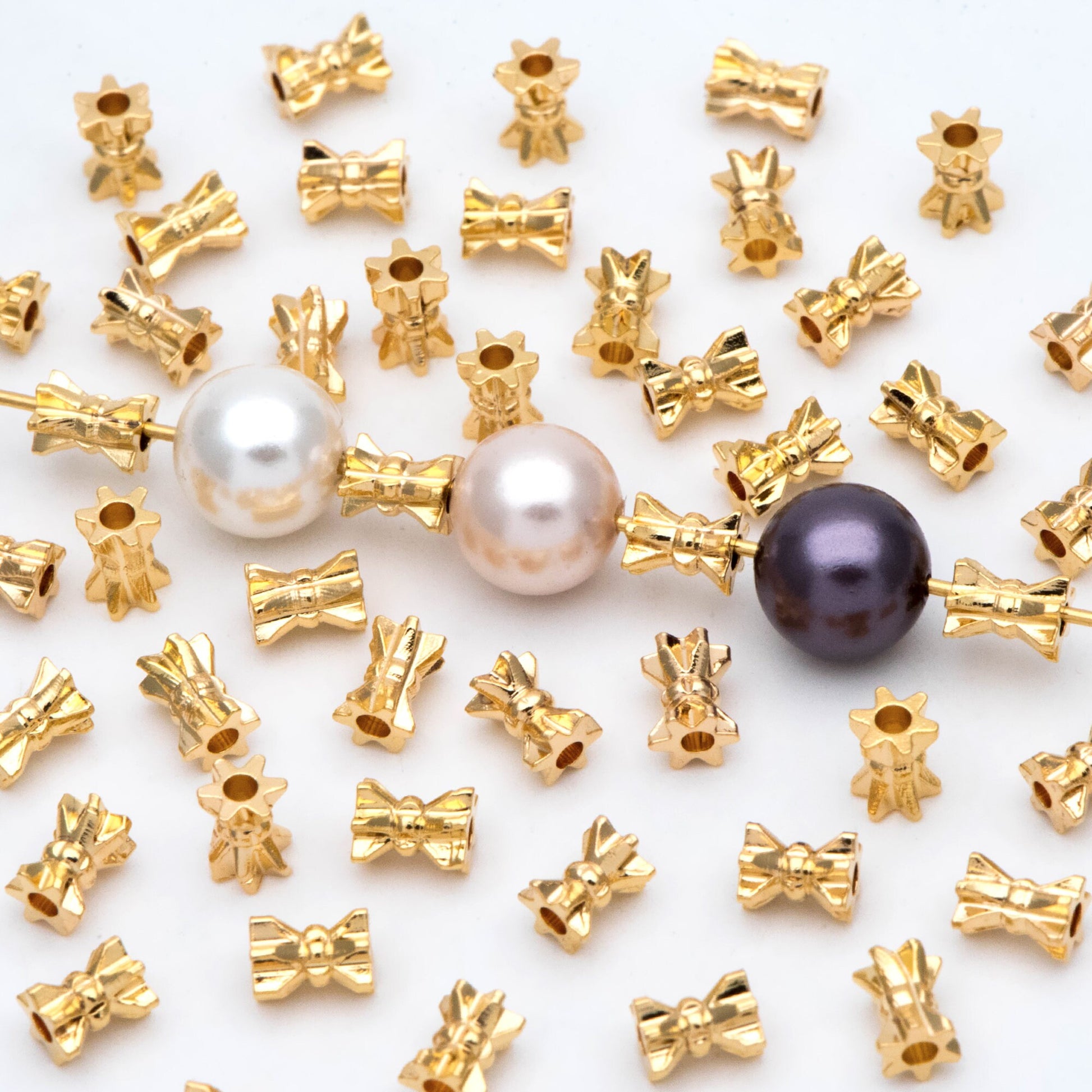 20pcs Gold Gear Spacer Beads 5x4mm, 18K Gold plated Brass, Tube Spacer Beads (GB-2839)