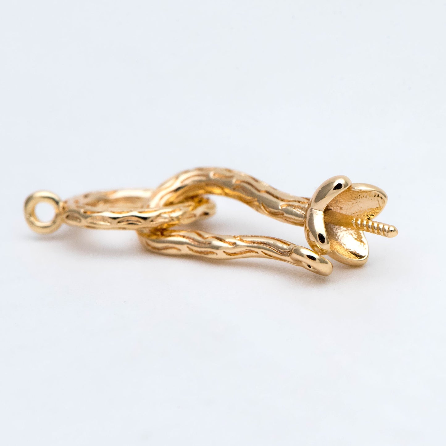 4pcs Gold plated Brass Charm Connector, DIY Pearl Peg Mounts, Half Drilled Pearl Settings (GB-2935)