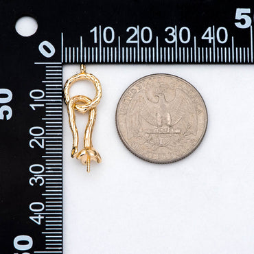 4pcs Gold plated Brass Charm Connector, DIY Pearl Peg Mounts, Half Drilled Pearl Settings (GB-2935)