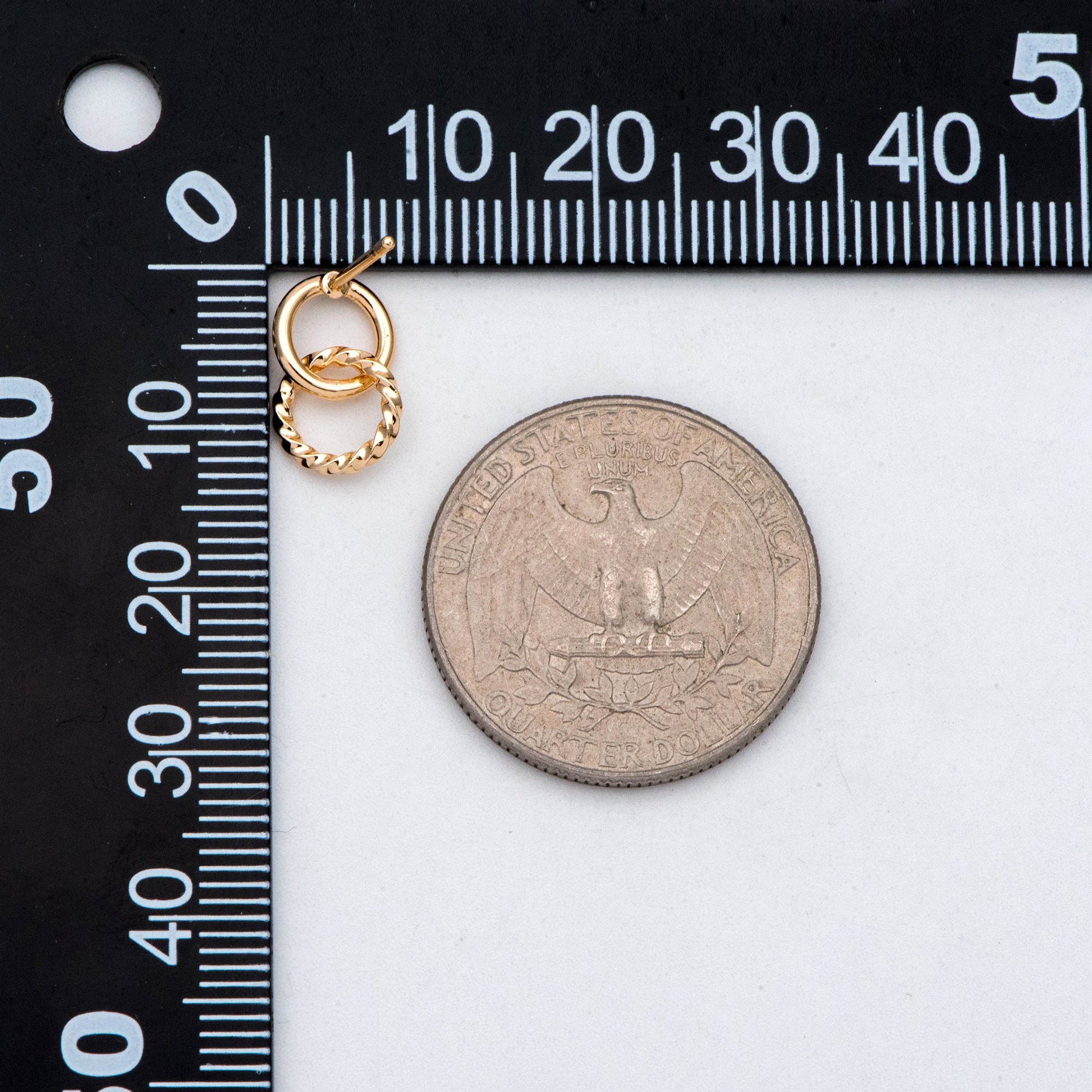 10pcs Interlocking Earring Studs, Gold/ Rhodium plated Brass, Linkage Circle Earring, Double Circle Ear Posts (GB-2920)