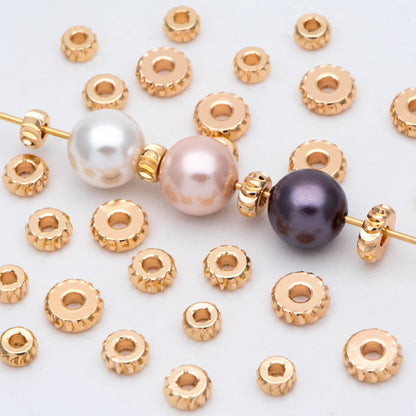 20pcs Gold Gear Round Spacer Beads 4/ 5/ 6mm, Jewelry Making Supplies Wholesale (GB-2921)