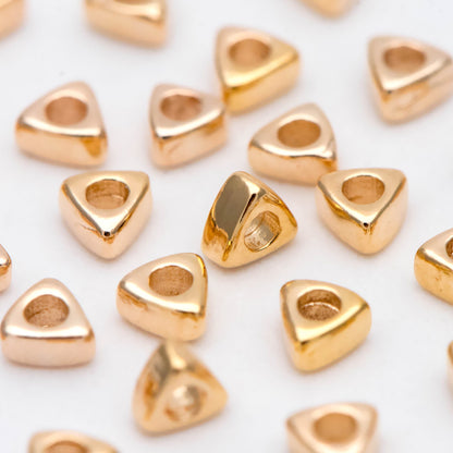 20pcs Gold plated Brass Triangle Spacer Beads, Jewelry Making Supplies Wholesale (GB-2923)