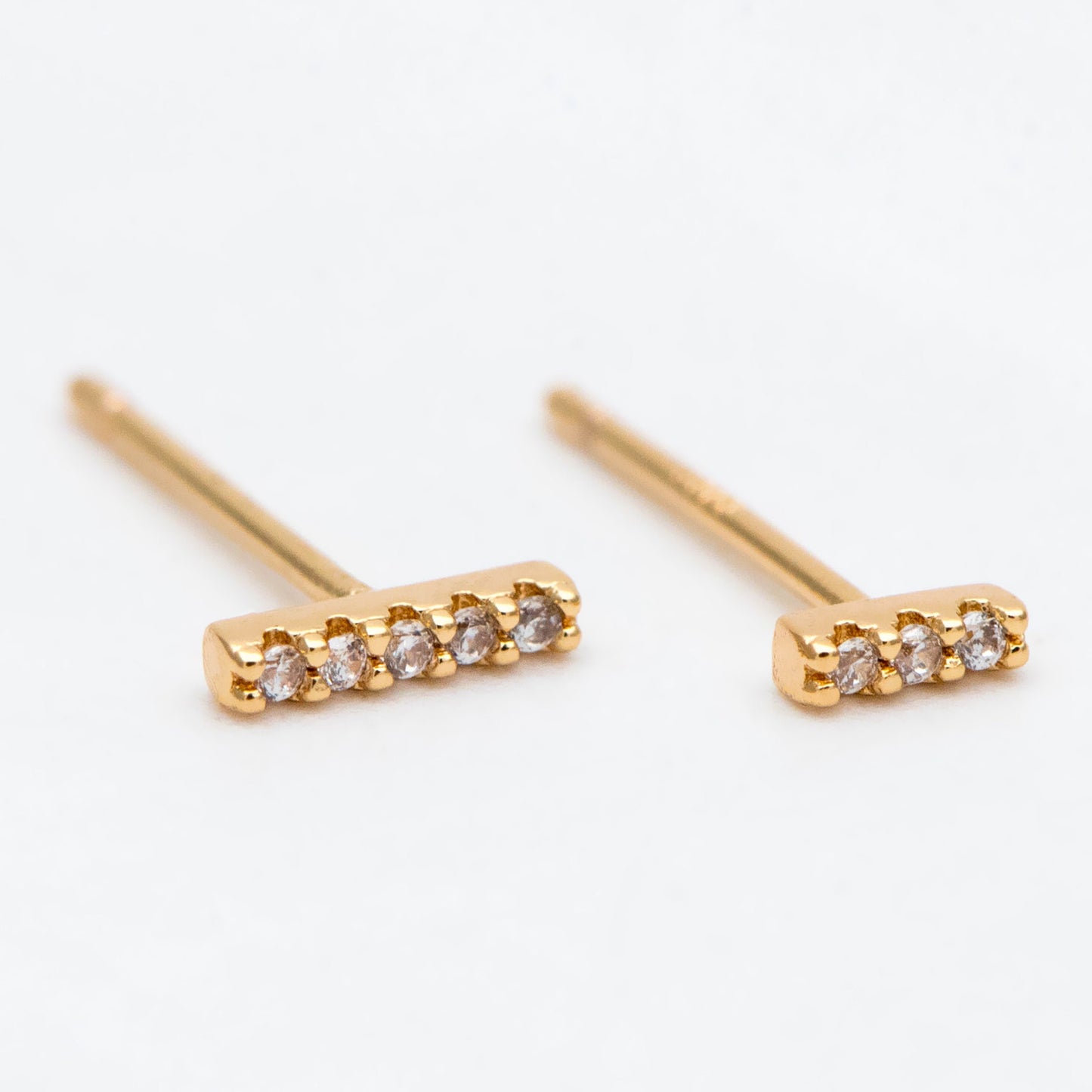 10pcs CZ Pave Bar Stud Earrings, Stick Stud Earrings, Small Earrings, Tiny Earrings, Mini Earrings, Piercing Earrings (#GB-2940)