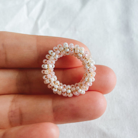 4pcs Beaded Hoop Findings: Pastel Glass Bead Circle, 25mm (FB-077)