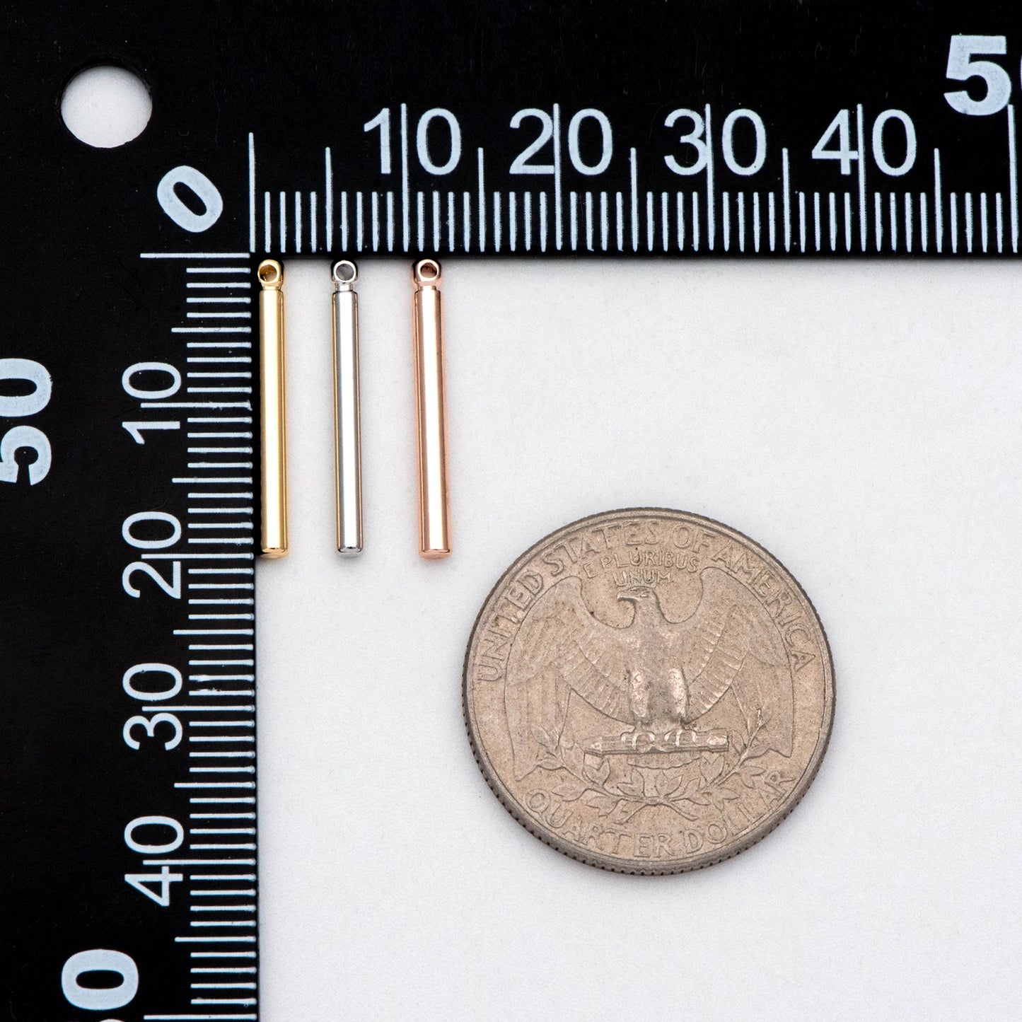 10pcs Gold/ Silver/ Rose Gold Tube Charms 20x2mm, Gold/ Rhodium/ Rose Gold plated Brass Bar Stick Pendants (GB-270)