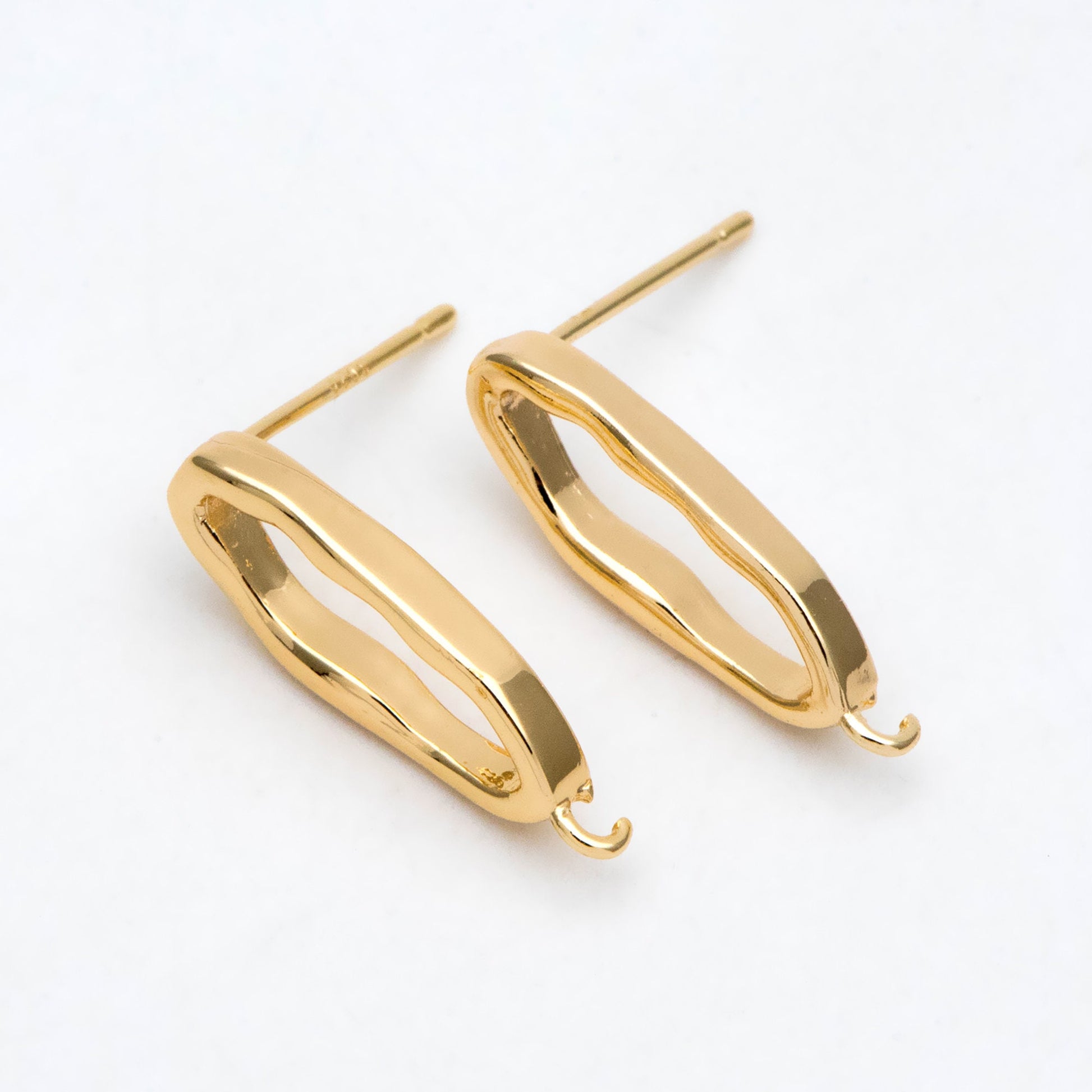 10pcs Gold Oval Hoop Ear Posts 19x6mm, Oval Circle Stud Earrings, DIY Ear Wire Findings (GB-1043)