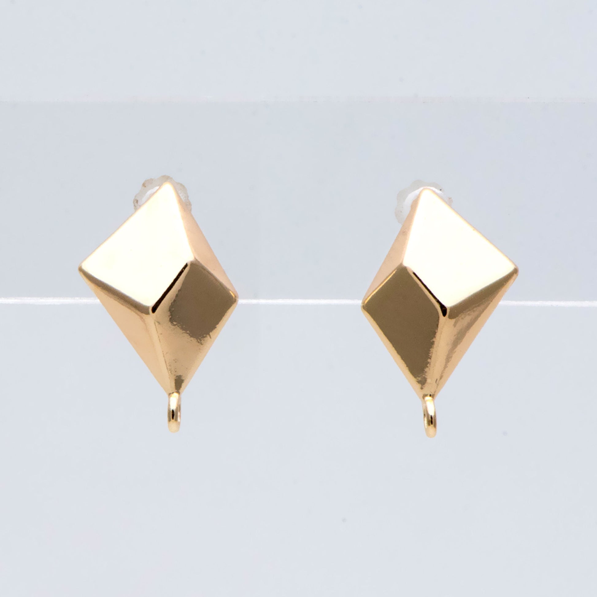 10pcs Gold Plated Geometric Earring Studs, Rhombus Ear Posts (GB-2925)