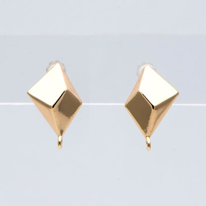10pcs Gold Plated Geometric Earring Studs, Rhombus Ear Posts (GB-2925)