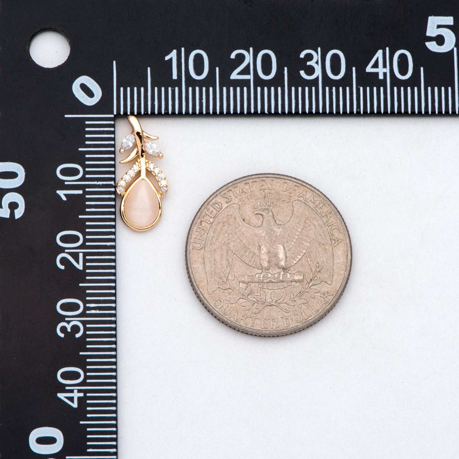 4pcs CZ Pave Cats-Eys Stone Feather Charms, Jewelry Making, Diy Material, Jewelry Supplies (GB-3343-B)