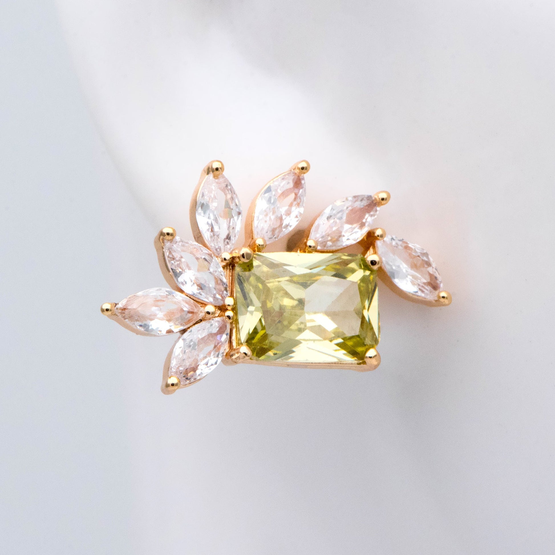 4pcs CZ Pave Olive/ Emerald Rectangle Leaf Earring Studs, Dainty Earrings, Gift For Her (#GB-2943)