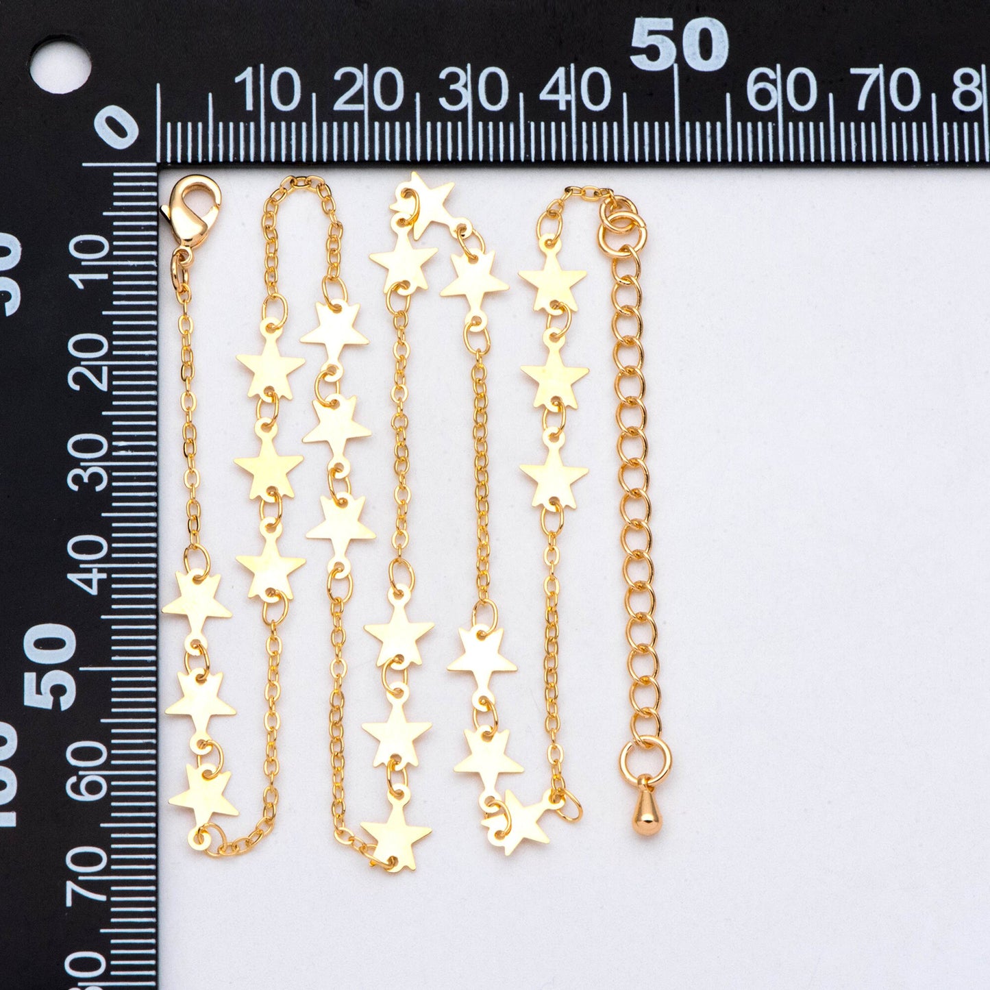 Gold plated Brass Star Chains, Adjustable Bracelet/ Anklet/ Necklaces (#LK-214-1)