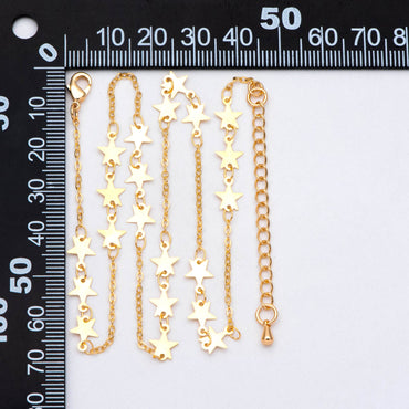 Gold plated Brass Star Chains, Adjustable Bracelet/ Anklet/ Necklaces (#LK-214-1)