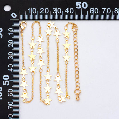 Gold plated Brass Star Chains, Adjustable Bracelet/ Anklet/ Necklaces (#LK-214-1)