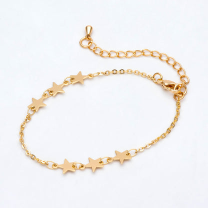 Gold plated Brass Star Chains, Adjustable Bracelet/ Anklet/ Necklaces (#LK-214-1)