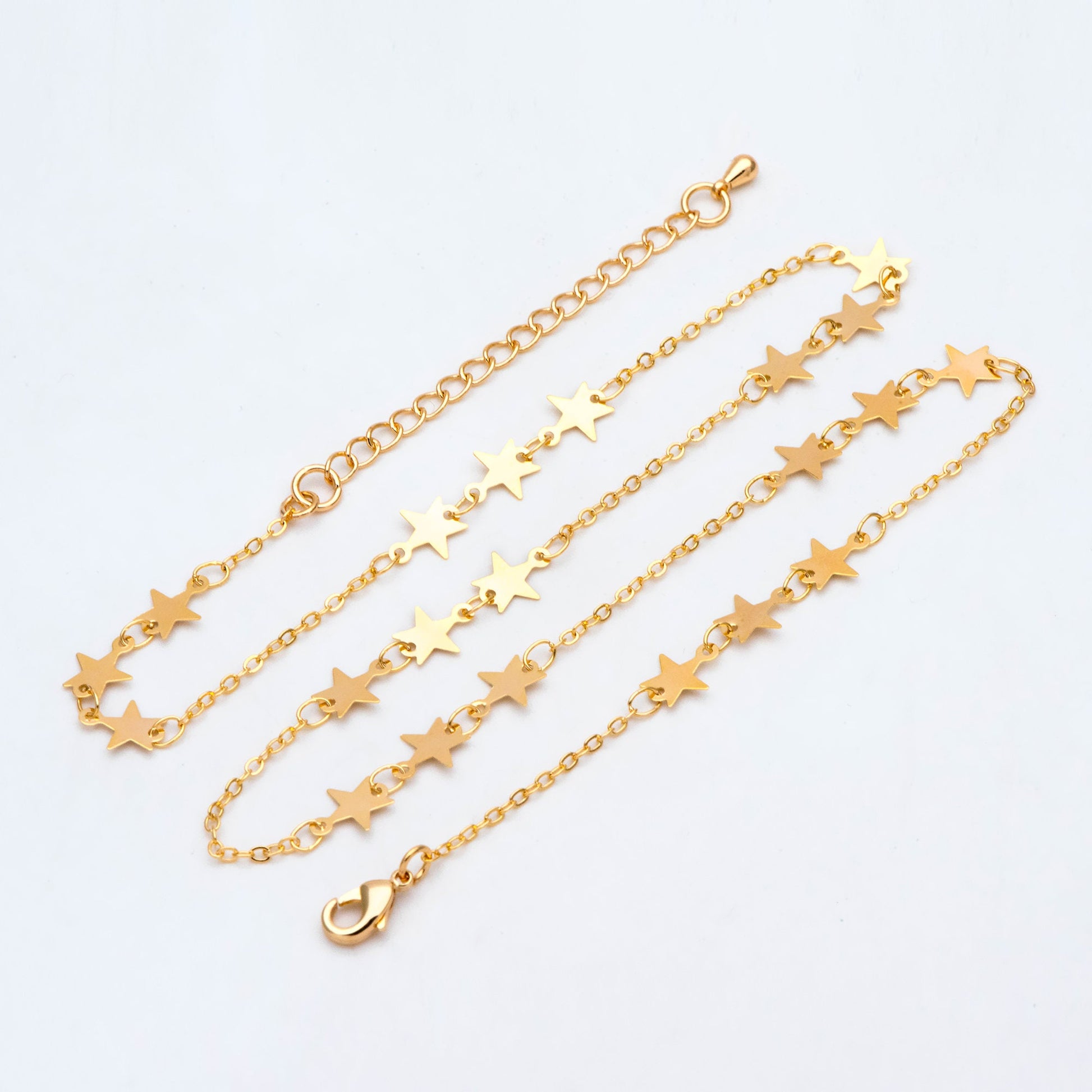 Gold plated Brass Star Chains, Adjustable Bracelet/ Anklet/ Necklaces (#LK-214-1)