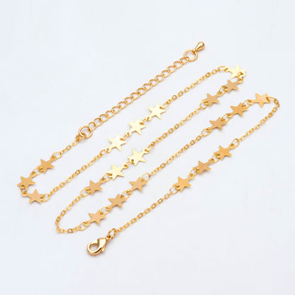 Gold plated Brass Star Chains, Adjustable Bracelet/ Anklet/ Necklaces (#LK-214-1)