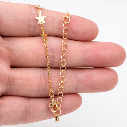 Gold plated Brass Star Chains, Adjustable Bracelet/ Anklet/ Necklaces (#LK-214-1)