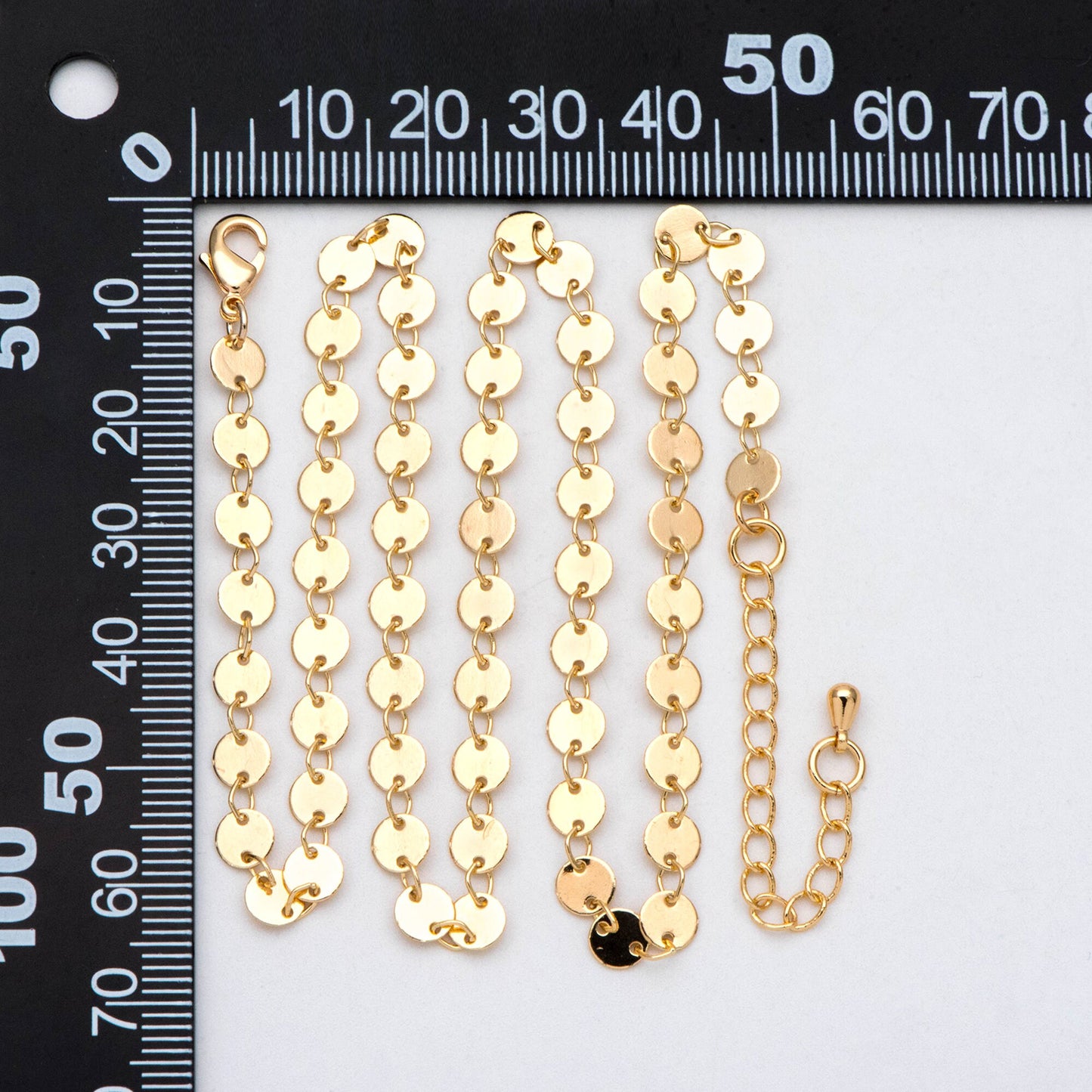 Gold/ Silver Disc Chains 4mm/ 5mm, Finished Bracelet/ Anklet/ Necklace with Extender, Ready to Wear (#LK-154)