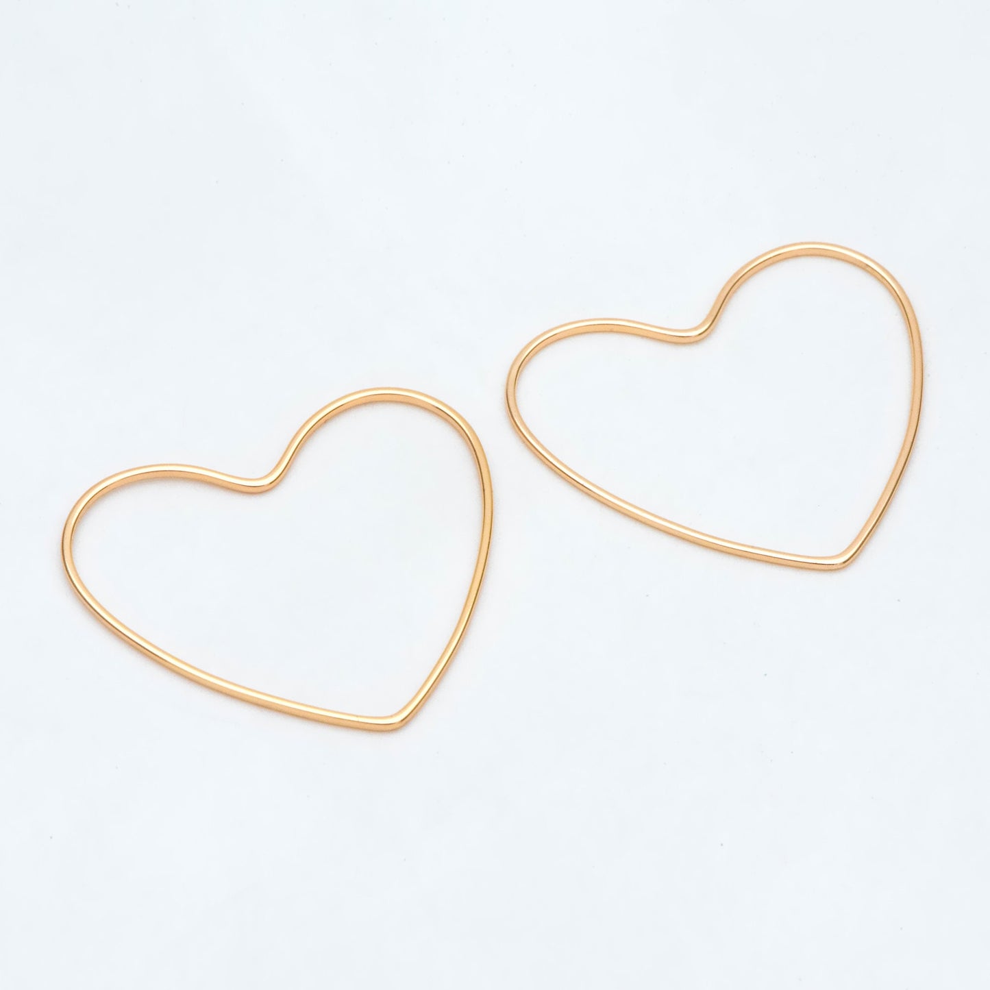 10pcs Gold Heart Link Charms, 18K Gold plated Brass, Heart Hoop Pendants 28x32mm (GB-2931)