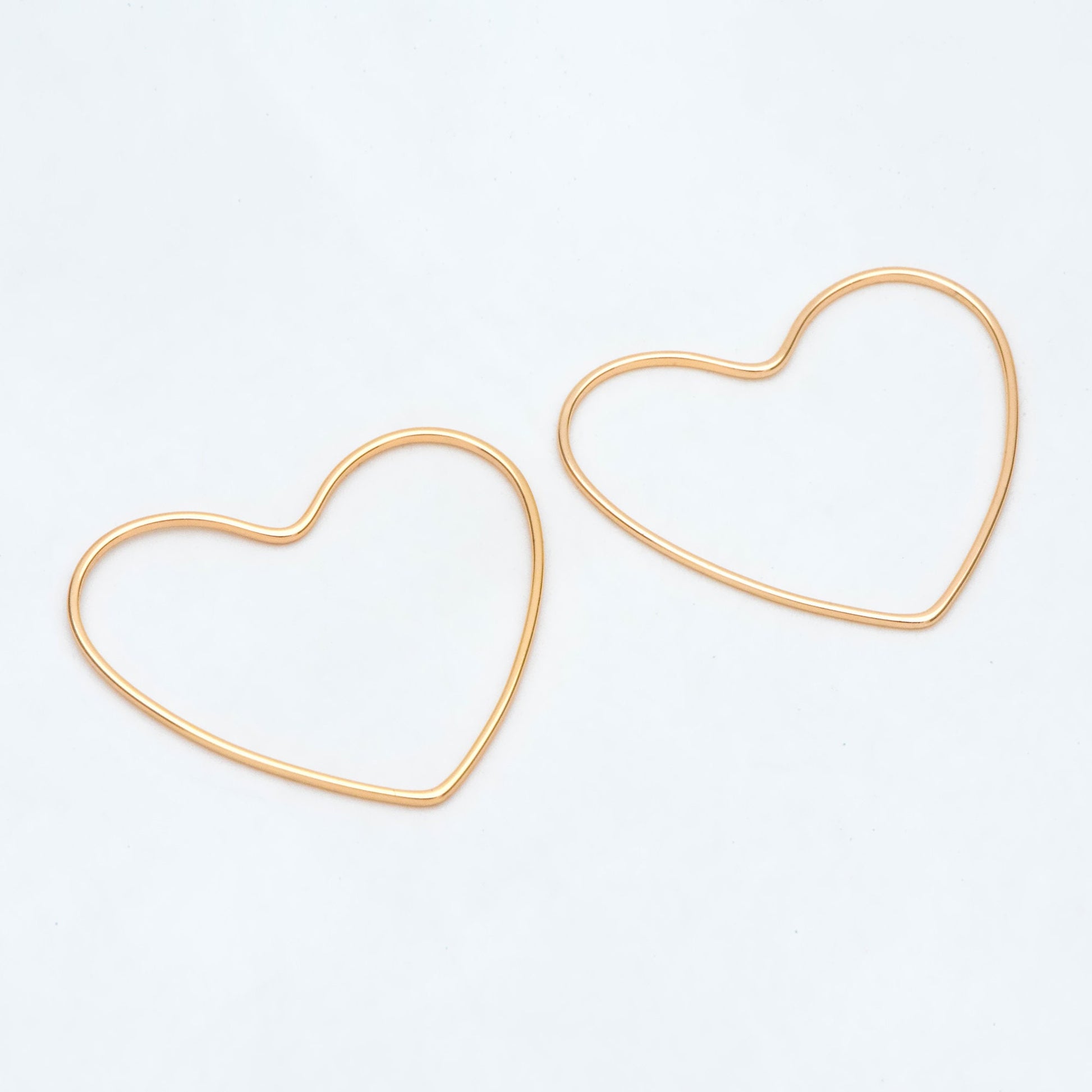 10pcs Gold Heart Link Charms, 18K Gold plated Brass, Heart Hoop Pendants 28x32mm (GB-2931)