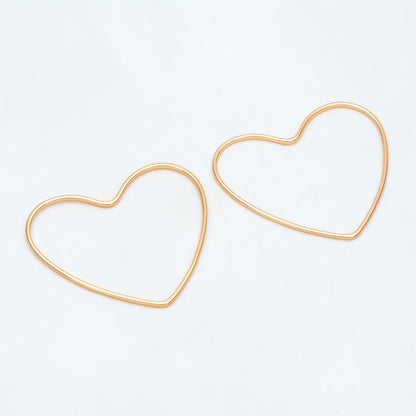 10pcs Gold Heart Link Charms, 18K Gold plated Brass, Heart Hoop Pendants 28x32mm (GB-2931)
