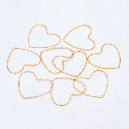 10pcs Gold Heart Link Charms, 18K Gold plated Brass, Heart Hoop Pendants 28x32mm (GB-2931)