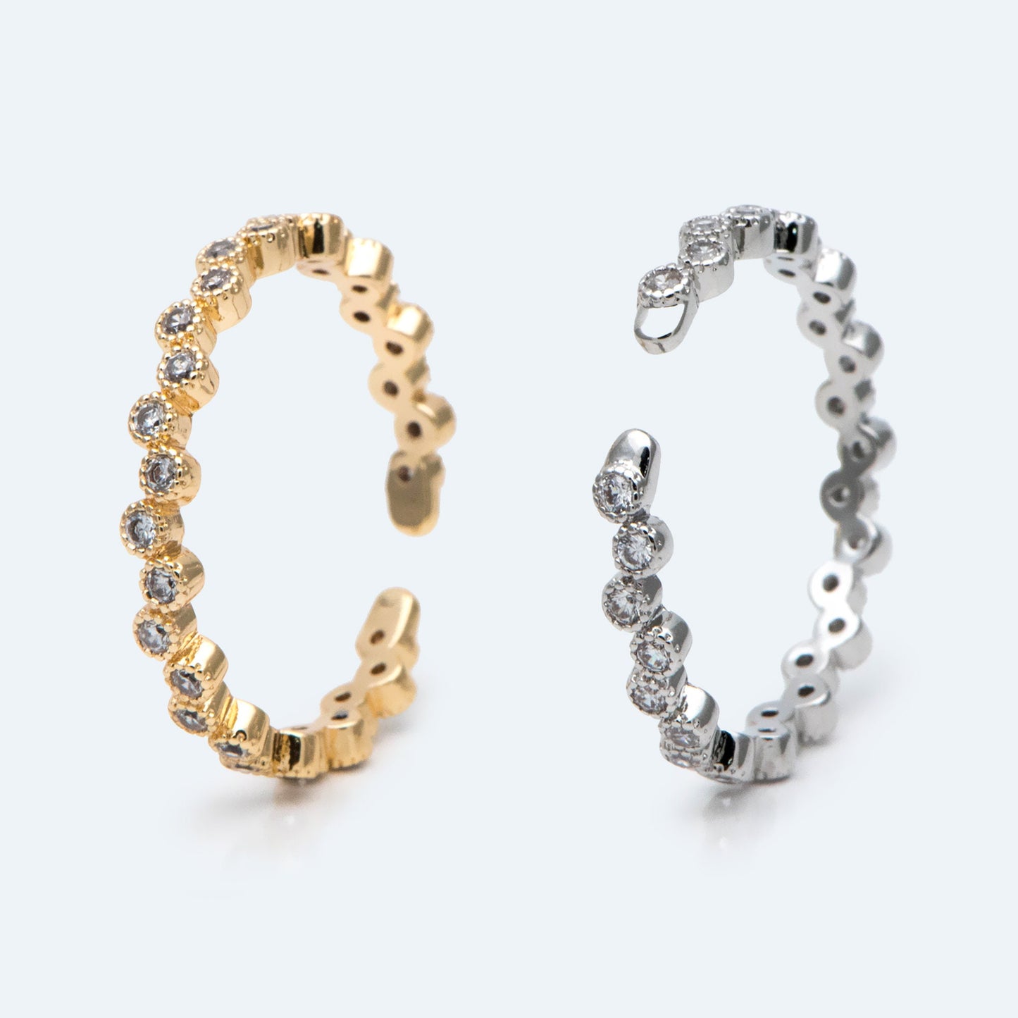 4pcs CZ Pave Finger Ring, Gold/ Rhodium plated Brass, Gift for Her, Stackable Ring, Minimalist Ring(#GB-2793)