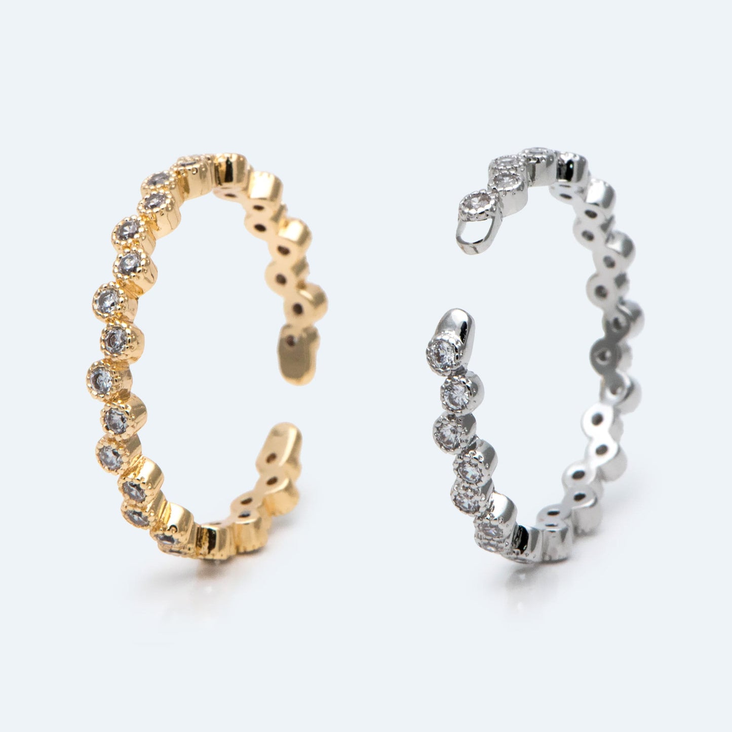 4pcs CZ Pave Finger Ring, Gold/ Rhodium plated Brass, Gift for Her, Stackable Ring, Minimalist Ring(#JZ-028-A)