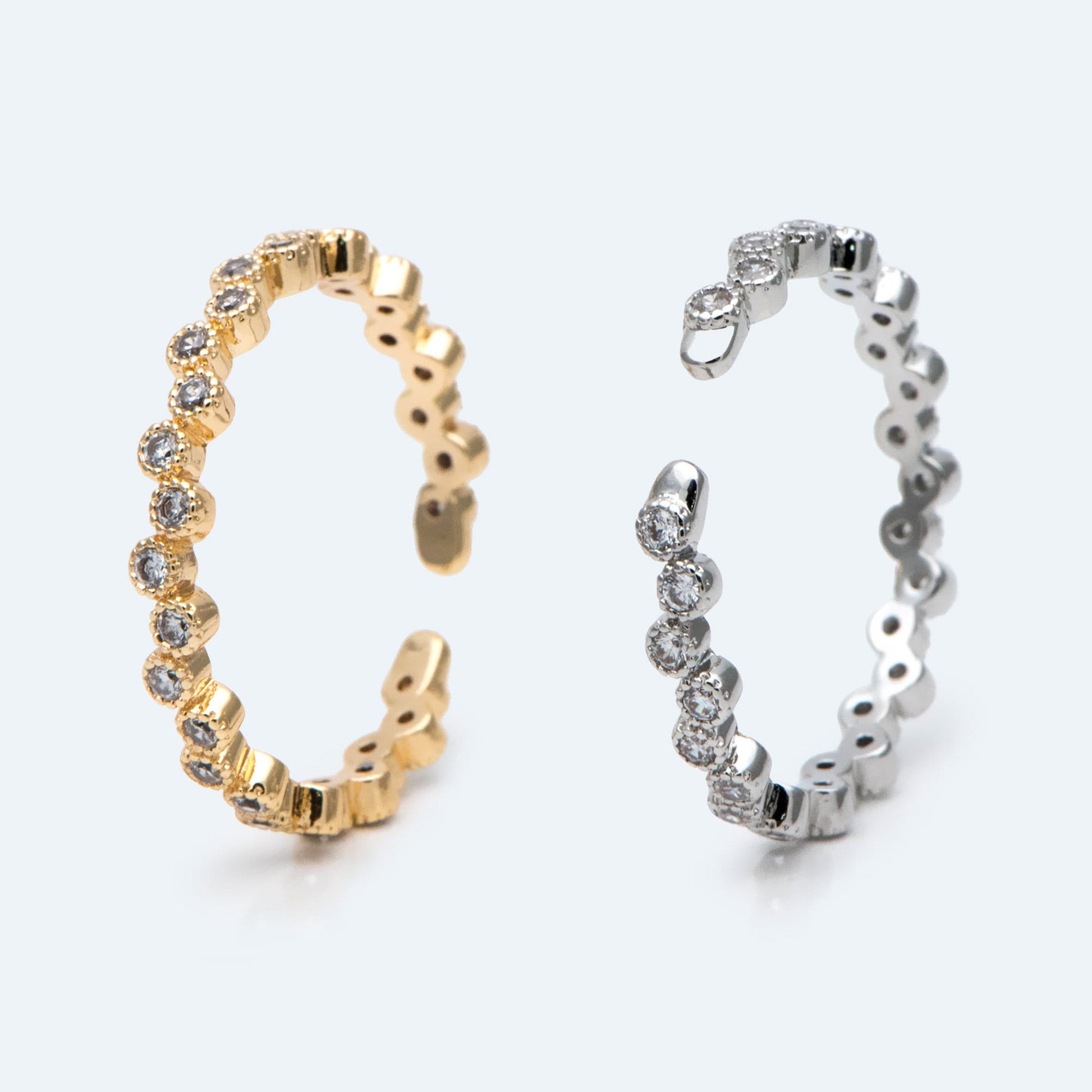 4pcs CZ Pave Finger Ring, Gold/ Rhodium plated Brass, Gift for Her, Stackable Ring, Minimalist Ring(#JZ-028-A)