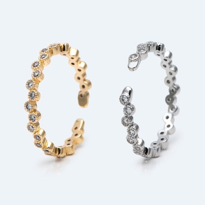 4pcs CZ Pave Finger Ring, Gold/ Rhodium plated Brass, Gift for Her, Stackable Ring, Minimalist Ring(#JZ-028-A)