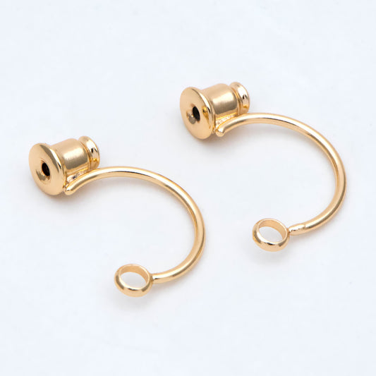 10pcs Ear Back Stopper, Earring Nut with Loop, Ear Jacket Jewelry Findings, Gold/ Rhodium plated Brass (#GB-2953)