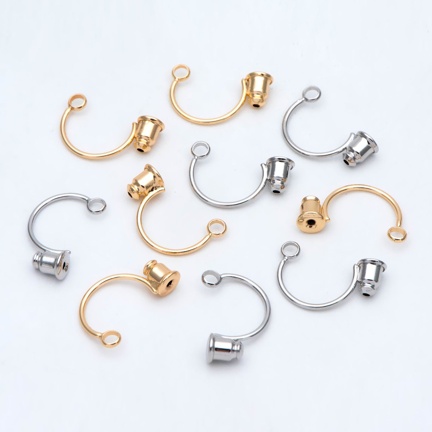 10pcs Ear Back Stopper, Earring Nut with Loop, Ear Jacket Jewelry Findings, Gold/ Rhodium plated Brass (#GB-2953)