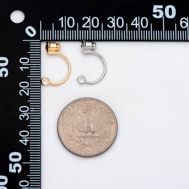 10pcs Ear Back Stopper, Earring Nut with Loop, Ear Jacket Jewelry Findings, Gold/ Rhodium plated Brass (#GB-2953)