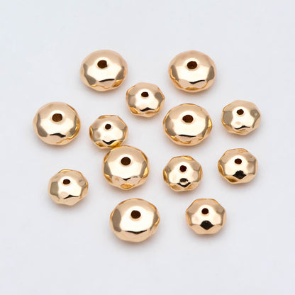 10pcs Gold Faceted Round Coin Spacer Beads 6/ 8mm, Real Gold plated Brass Spacer Beads (GB-2954)