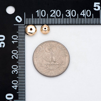 10pcs Gold Faceted Round Coin Spacer Beads 6/ 8mm, Real Gold plated Brass Spacer Beads (GB-2954)
