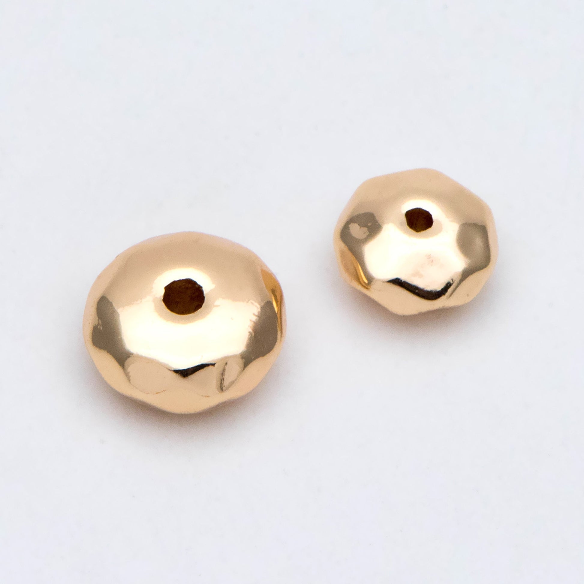 10pcs Gold Faceted Round Coin Spacer Beads 6/ 8mm, Real Gold plated Brass Spacer Beads (GB-2954)