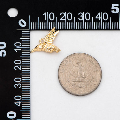 10pcs Gold Hummingbird Charm, Real Gold plated Brass Bird Pendant, Earring Charm (GB-2691-F)